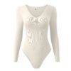 Factory Wholesale V Neck Fitness & Yoga Wear Sports Long Sleeved Women's Yoga Bodysuits
