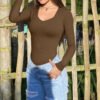 Hot Selling Women's Sports Jumpsuit Seamless Long Sleeved V-neck Gym Yoga Bodysuits