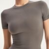 Women's Crop Tops Crew Neck Shorts Sleeve Stretch Fitted Shirts Crop Tops Women's T-shirts