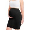 Women's Maternity Skirt Over The Belly Midi High Waisted Solid Stretchy Pregnancy Pencil Skirt