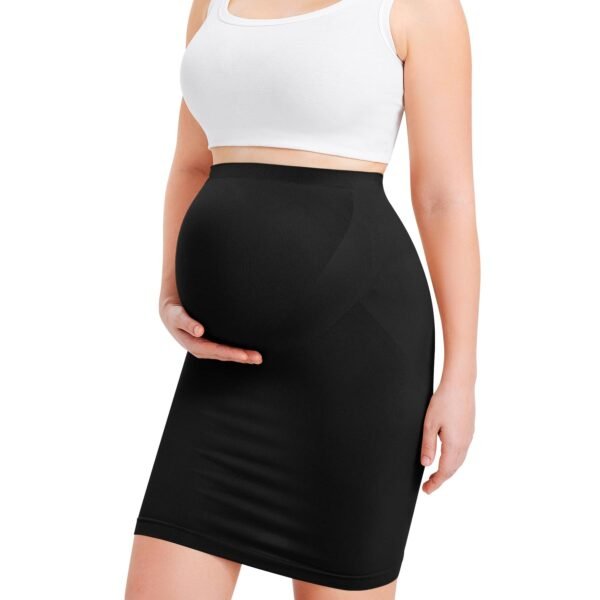 Women's Maternity Skirt Over The Belly Midi High Waisted Solid Stretchy Pregnancy Pencil Skirt