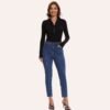 Zip Front Long Sleeve Turtle Neck Deep V Bodysuit Top