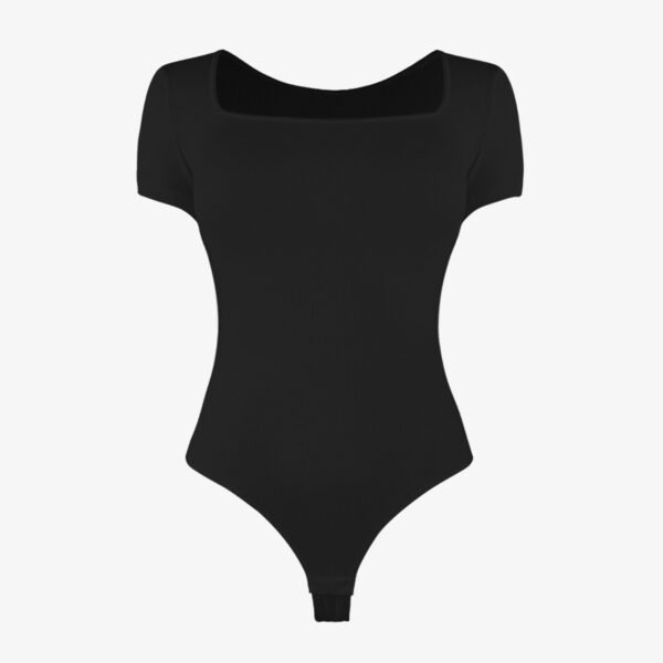 Square Neck Short Sleeveless Bodysuit Top