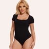 Square Neck Short Sleeveless Bodysuit Top