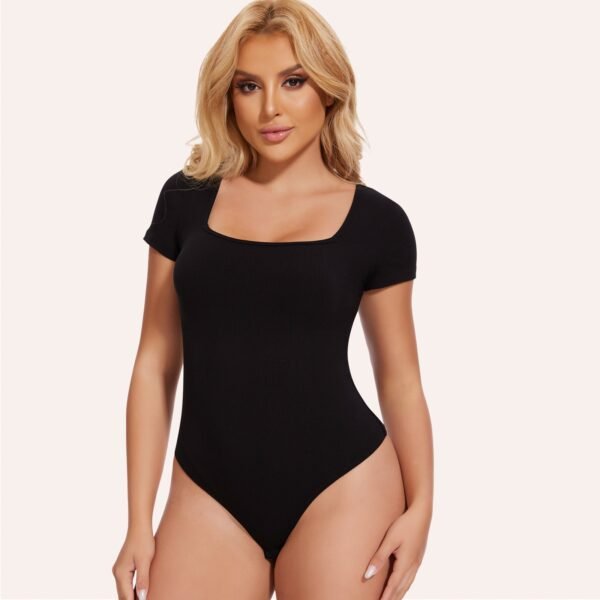 Square Neck Short Sleeveless Bodysuit Top