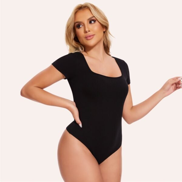 Square Neck Short Sleeveless Bodysuit Top