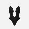 Plunging Deep V-Neck Strapless Backless Thong Bodysuit