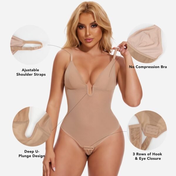 Low Back U Plunge Thong Shapewear Bodysuit