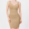 Dress V-neck 2025 summer new package hip tight thin elastic solid color waist sexy skims suspenders