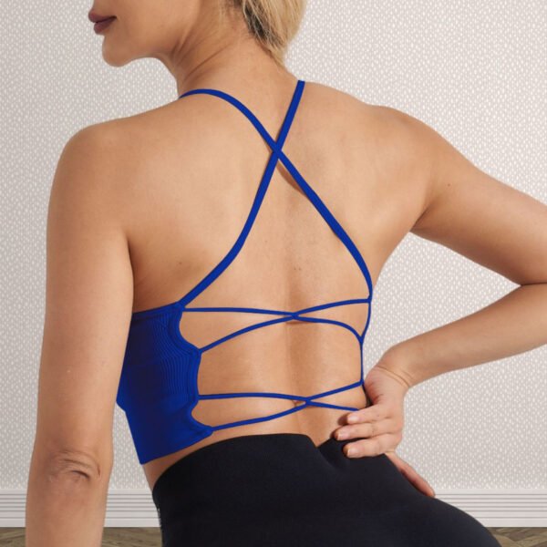 High Quality New Spring Summer Thin Yoga Vest Sexy Breathable Fitness Bra Shockproof Cross Beauty Back Sports Bra With Chest Pad