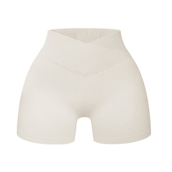 Women's High-Waisted Ribbed Yoga Shorts Breathable Polyester Sporty Exercise Tights Skinny Hot Pants Short for Women