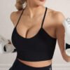 High Quality New Spring Summer Thin Yoga Vest Sexy Breathable Fitness Bra Shockproof Cross Beauty Back Sports Bra With Chest Pad