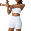 Workout Outfits for Women 2 Piece Seamless Ribbed High Waist Leggings With Sports Bra Exercise Set