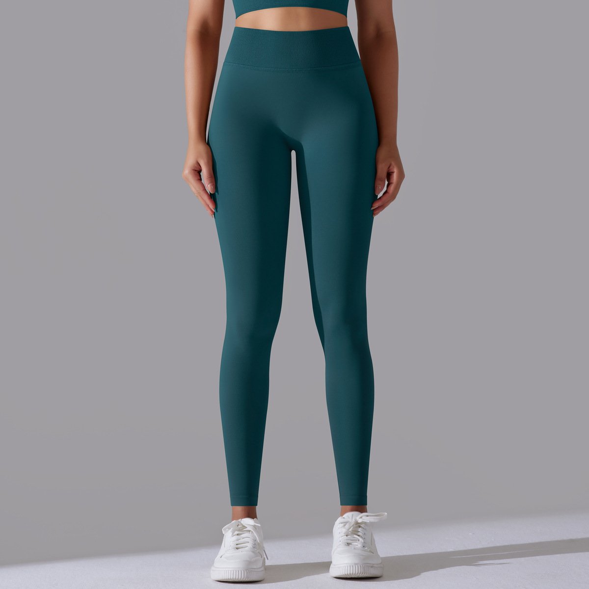 Seamless Knit Solid Colour High Waisted Leggings Yoga Pants Sports Running Fitness Nine Minute Pants