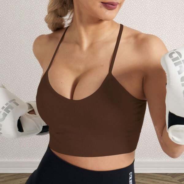 High Quality New Spring Summer Thin Yoga Vest Sexy Breathable Fitness Bra Shockproof Cross Beauty Back Sports Bra With Chest Pad