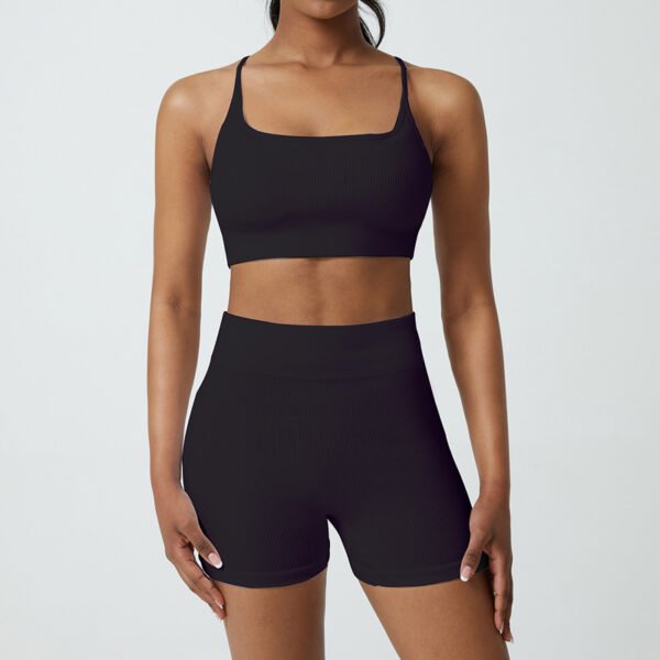 Workout Outfits for Women 2 Piece Seamless Ribbed High Waist Leggings With Sports Bra Exercise Set