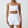 Workout Outfits for Women 2 Piece Seamless Ribbed High Waist Leggings With Sports Bra Exercise Set