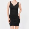 Dress V-neck 2025 summer new package hip tight thin elastic solid color waist sexy skims suspenders