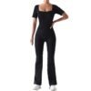 Fashion Women's Yoga Bodysuit Wide Leg Tummy Control Jumpsuit Sports Workout