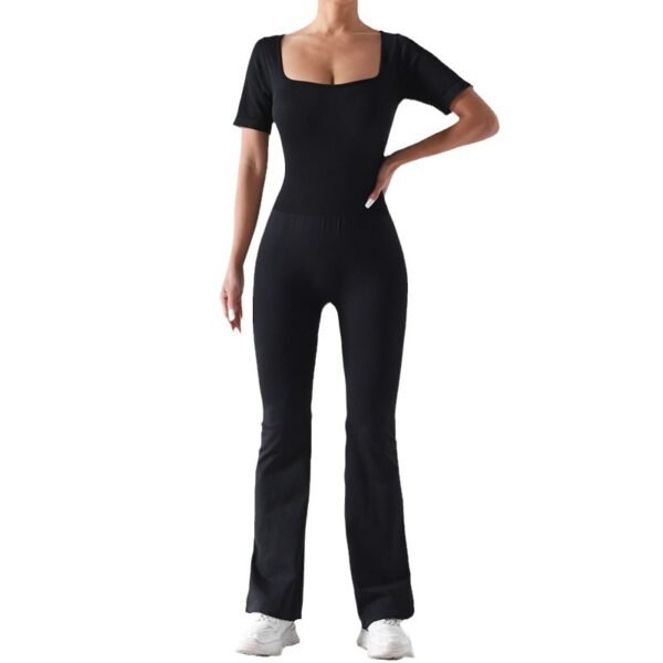 Fashion Women's Yoga Bodysuit Wide Leg Tummy Control Jumpsuit Sports Workout