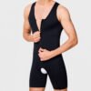 Zipper shapewear jumpsuit men's body pants open gear sports fitness fat powerful belly tight tank tops