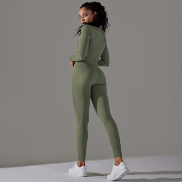 Seamless Knitted Solid Colour High Elastic Tight Breathable Yoga Clothing Suit Running Fitness Two-piece Set