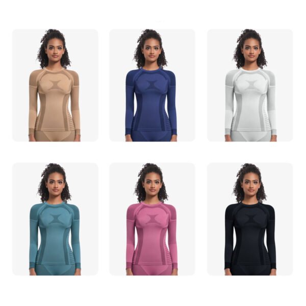 Hot Sale Knitted Seamless Super Elastic Long Sleeve Slim Fit Shirts Skiing Ridding Fitness Top for Women