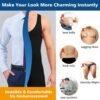 Men's body shaping bodysuit vest with button-down crotch-less waist and tummy-tightening body shaping bodysuit