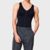 Zipper shapewear jumpsuit men's body pants open gear sports fitness fat powerful belly tight tank tops