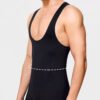Low-cut one-piece shapewear men's tank top tight bodybuilding fitness hidden compression shaping open crotch shorts