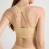 Women Yoga Running Outfit Suit Seamless Ribbed Solid Sports Suit Back Hollow Out Sports Bra Scrunch Butt High Waist Shorts Sets