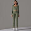 Seamless Knitted Solid Colour High Elastic Tight Breathable Yoga Clothing Suit Running Fitness Two-piece Set