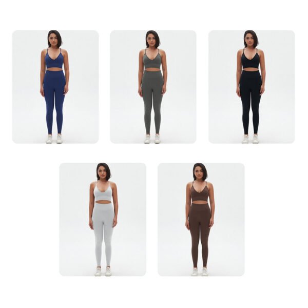 Seamless solid color tight sexy halter beautiful back yoga clothing suit sports running fitness two-piece set