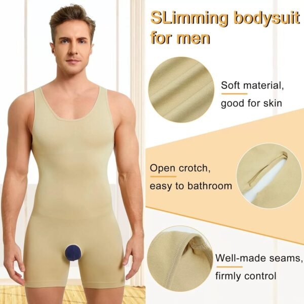 Shapewear for men hollowed-out crotch waist and belly with base shapewear jumpsuit
