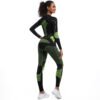 Women's Seamless High Elastic Long Sleeve Skinny Suit Solid Pattern Sports Shapewear Set for Running Cycling Yoga