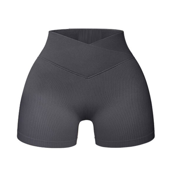 Women's High-Waisted Ribbed Yoga Shorts Breathable Polyester Sporty Exercise Tights Skinny Hot Pants Short for Women