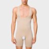 Low-cut one-piece shapewear men's tank top tight bodybuilding fitness hidden compression shaping open crotch shorts
