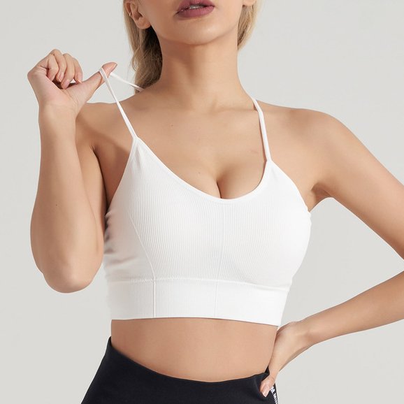 High Quality New Spring Summer Thin Yoga Vest Sexy Breathable Fitness Bra Shockproof Cross Beauty Back Sports Bra With Chest Pad