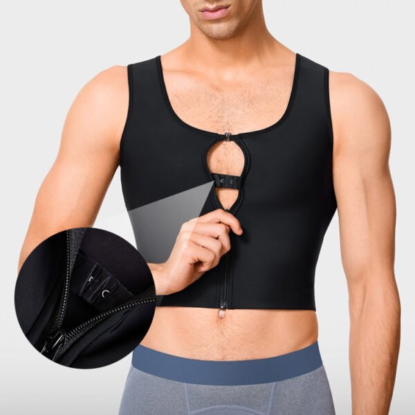 Men's Corset Vest Chest Reduction Chest Closure Pressure Shapewear Front Zipper High Elasticity Tight Underwear