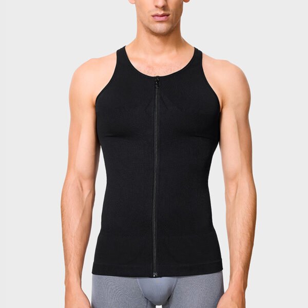 Body Shaping Vest Men's Zipper Corset Tummy Tucks Medium Pressure High Elasticity Tight Fat Shaping