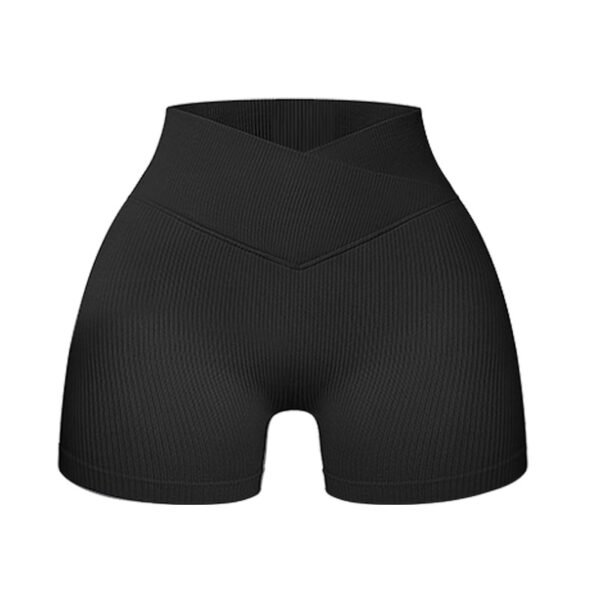Women's High-Waisted Ribbed Yoga Shorts Breathable Polyester Sporty Exercise Tights Skinny Hot Pants Short for Women