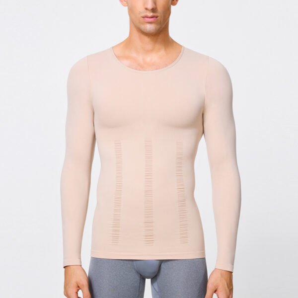 Men's Seamless Trace tank Top Strong Compression Shaping Abdomen Slimming Fit T-shirt to Reduce Beer Belly Pressure
