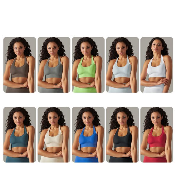 Seamless tight solid color back hanging neck backless sports underwear running fitness yoga clothing tops