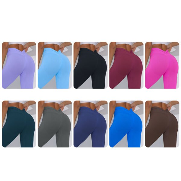 Solid Color Seamless Peach Buttock High Waist Tight V Waist Yoga Pants Sports Fitness Nine Minute Pants