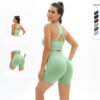 Seamless knitted back and buttocks yoga clothing suit sports running fitness clothing two-piece set
