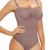 Women's Seamless Breathable Tummy Control Abdomen Push-Up Thong Body Shaper Firm Backless Shapewear