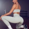 Seamless Knit Yoga Wear Women's Sensual Camisole Underwear Bra High Waisted Pants Set