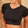 Seamless yoga wear Europe and the United States threaded knit short-sleeved tops