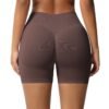 Seamless three-section waist fitness shorts female high-waisted peach lift buttocks sports shorts