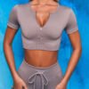 Drawstring Zipper Model Sports Long Sleeve Fitness Clothing Suit Women Cross Border Seamless Yoga Clothing